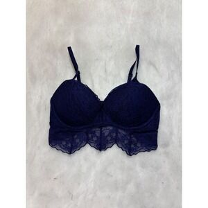 PINK Victoria's Secret Lace Bralette Navy Blue Padded Bra Sp